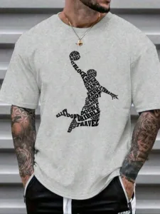 Oversize Basketball T-Shirt - "Jumpman" Typography Graphic