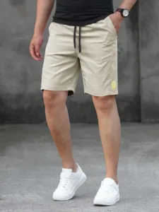 Men's Tech Shorts in Beige - Lightweight Performance Fabric