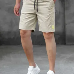Men's Tech Shorts in Beige - Lightweight Performance Fabric
