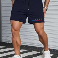 Men's Athletic Shorts - "Paris" Edition in Navy Blue