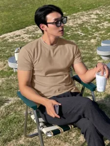 Men's Plain T-Shirt in Beige - Premium Stretch Cotton