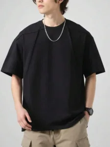 Men's Oversize T-Shirt in Black with Panel Seam Design