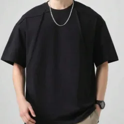 Men's Oversize T-Shirt in Black with Panel Seam Design